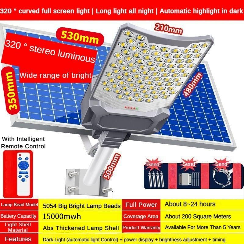

Мощный солнечный уличный фонарь, бытовой уличный фонарь на литий-железо-фосфатной батарее, водонепроницаемый уличный фонарь для двора Lamp Pole Installation Version