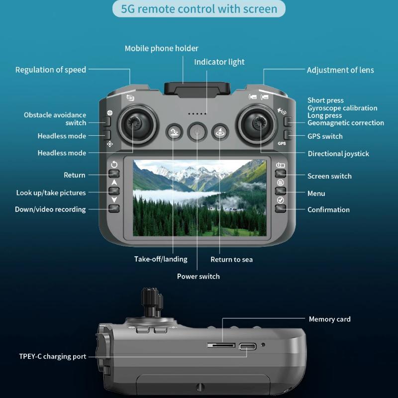 2025 New Z104 RC Drone Wide Angle 8K HD Professional Dual Camera WIfi FPV 4.5 Inch Screen Rc 360° Obstacle Avoidance Brushless Quadcopter Toy Gift