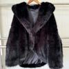 Women Faux Fur Coat Fashion Warm Winter Furry Long Sleeve Hooded Female Coats Loose Fluffy Short Fur Jacket Ladies Outwear