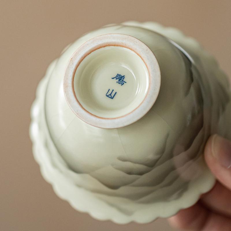 160ml Ru Ugn Keramisk Gaiwan Elegant Bergslandskap Blomma Mourh Te Terrin Hushålls Te Tillverkare Lock Skål Cha Ornament