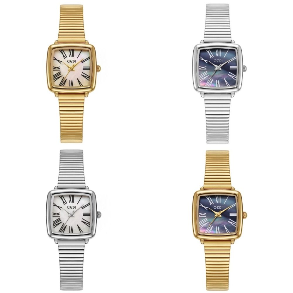 Fashion Stainless Steel Ladies' Watch Square Vintage Bracelet Wristwatch Jewelry Accessories Polished Gold Quartz Watch Business