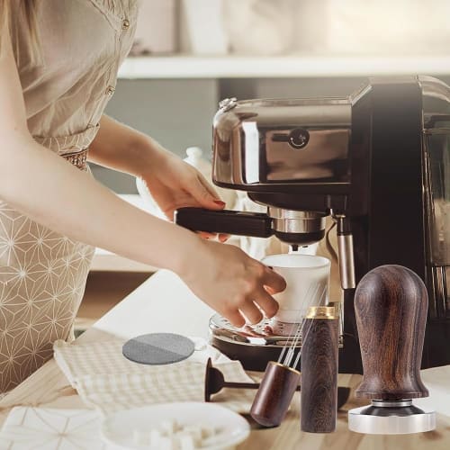 LAMELLIS 51mm Espresso Coffee Tamper & Stirrer Set - Wooden Handle Spring-Loaded Calibrated Tamper with Premium Stainless Steel Base Replacement Espre