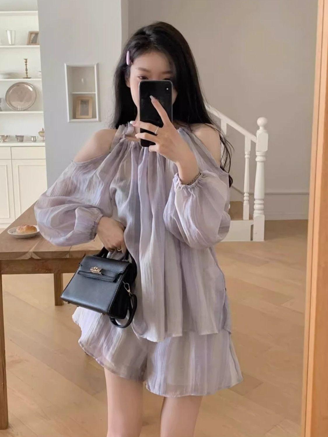 

Короткие комплекты для женщин из 2 предметов, шифоновые женские шорты с принтом тай-дай, стильные, горячая акция, повседневные, новые, в подходящем стиле из двух частей XXL