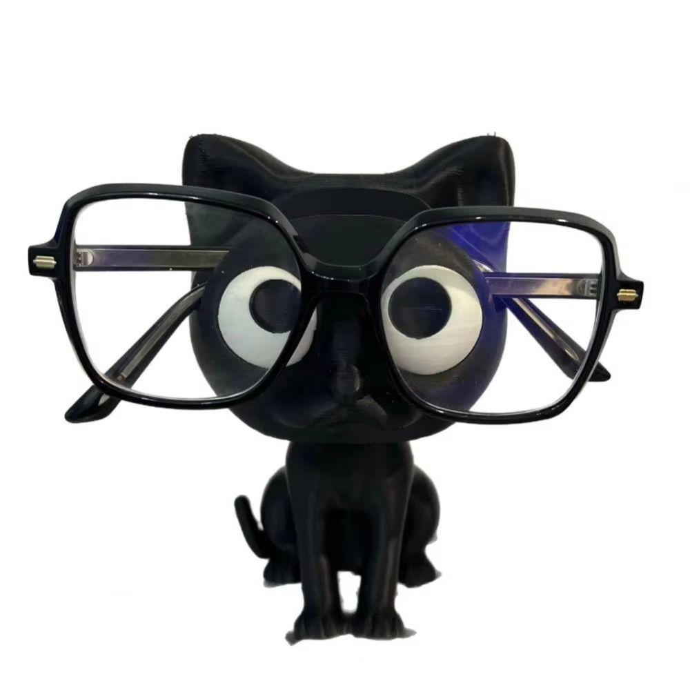 Cute Black Cat Glasses Stand Anti-Slip Eyeglass Storage Rack Sunglasses Display Holder Home Office Decor Gift For Cat Lovers