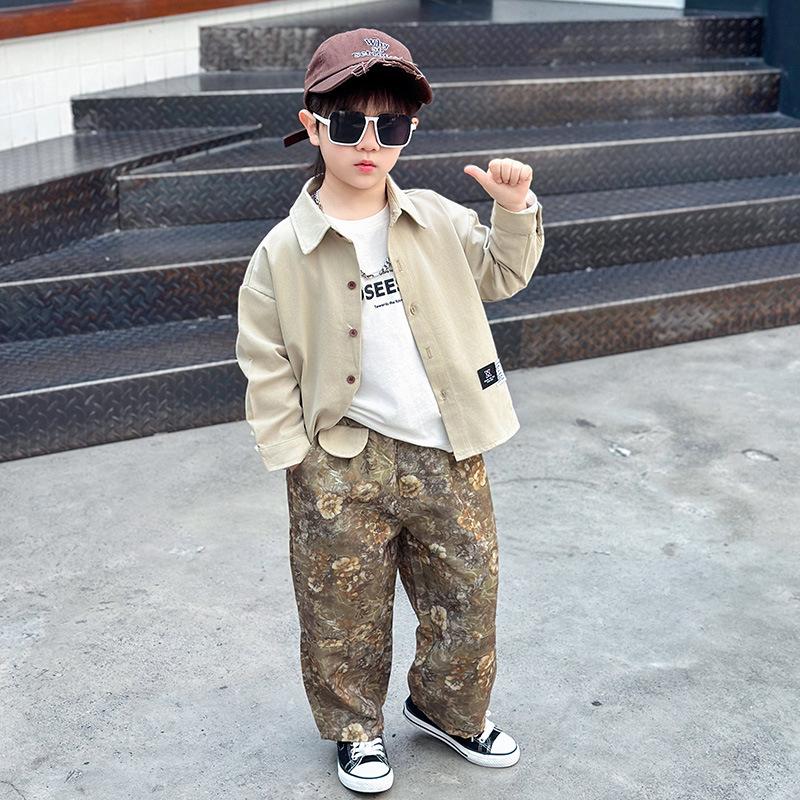 

Boys Trendy 2025 Spring/Autumn Shirt Set - Fashionable Two-Piece Outfit 110cm абрикосовый