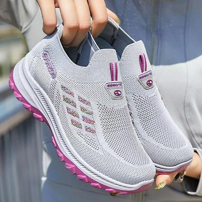 Damenschuhe, Freizeitschuhe, Fliegengewebte Einzelschuhe, Leichte Einschlupf-Mesh-Schuhe, Atmungsaktive Damen-Schuhe, Flachmund