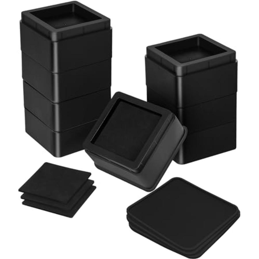 Bed Risers 2 Inch - Pack of 8 - Adjustable Furniture Risers 2 and 4 inch - Anti Slip Foam and Rubber Pad - Stackable Bed Lifts