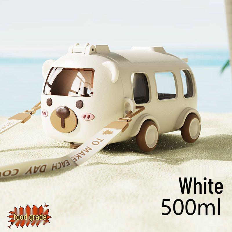 Children's Cartoon Bus Straw Cup for Kindergarten & School