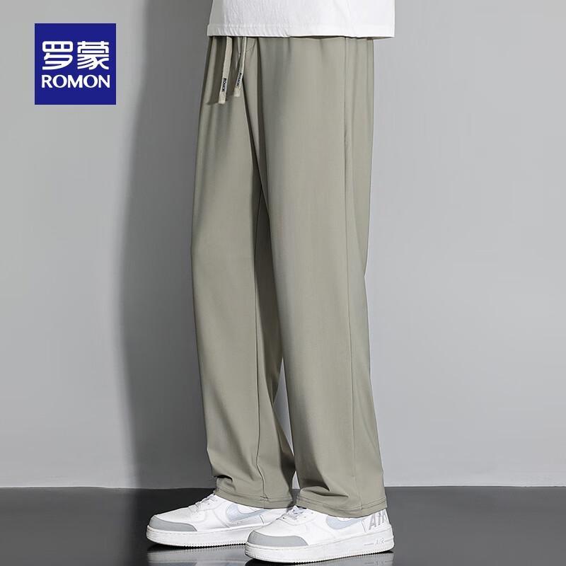 Romon Men's Ice Silk Straight Casual Pants