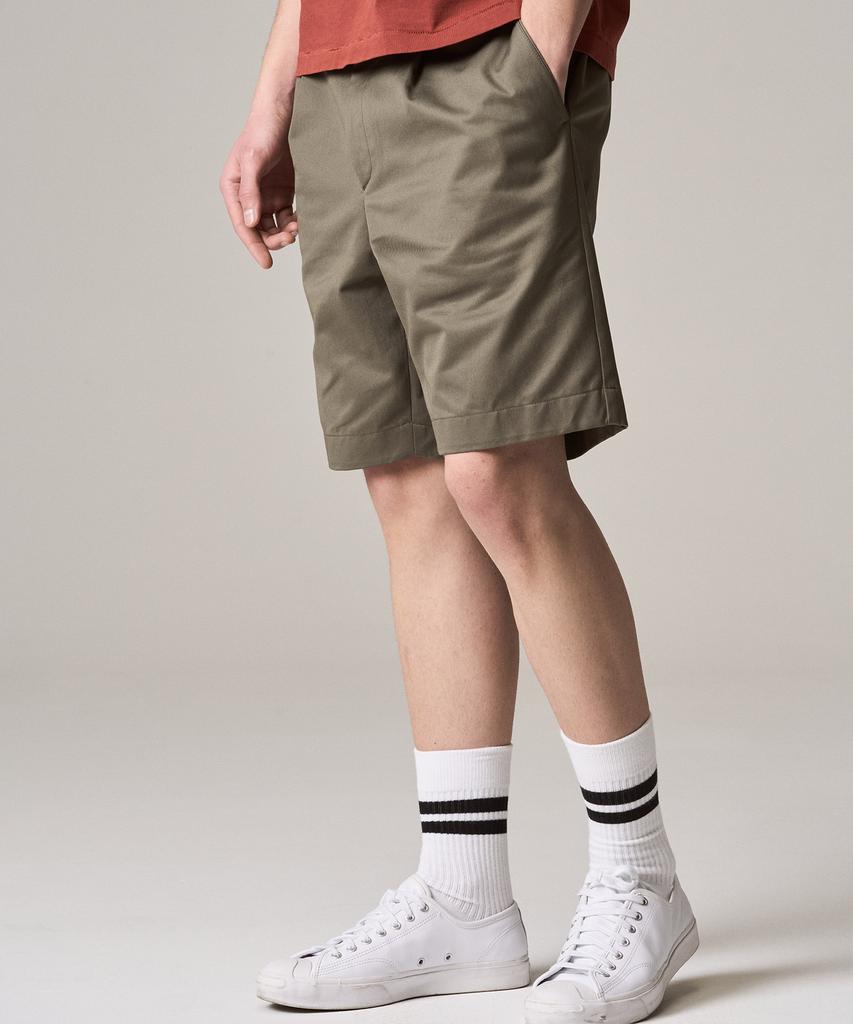 Laijeuaenbillou Authentic Supima Pleated Half Shorts Olive