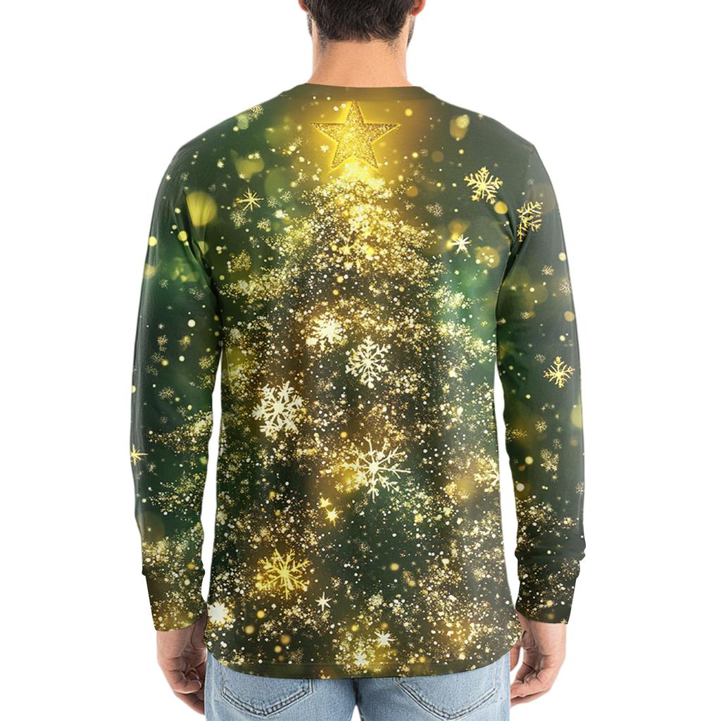 Men's Fashion Printed V-Neck Casual Long-Sleeved T-Shirt Bottoming Shirt Top
