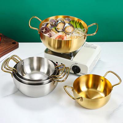 Ramen Erişte Pot Hızlı Isıtma İki Kolları Gıda Sınıfı Paslanmaz Çelik Kore Ramen Erişte