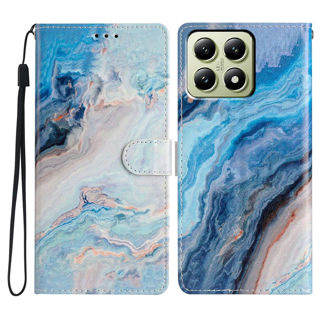 For Xiaomi 14T Wallet Case PU Leather Pattern Printing Stand Phone Cover with Strap