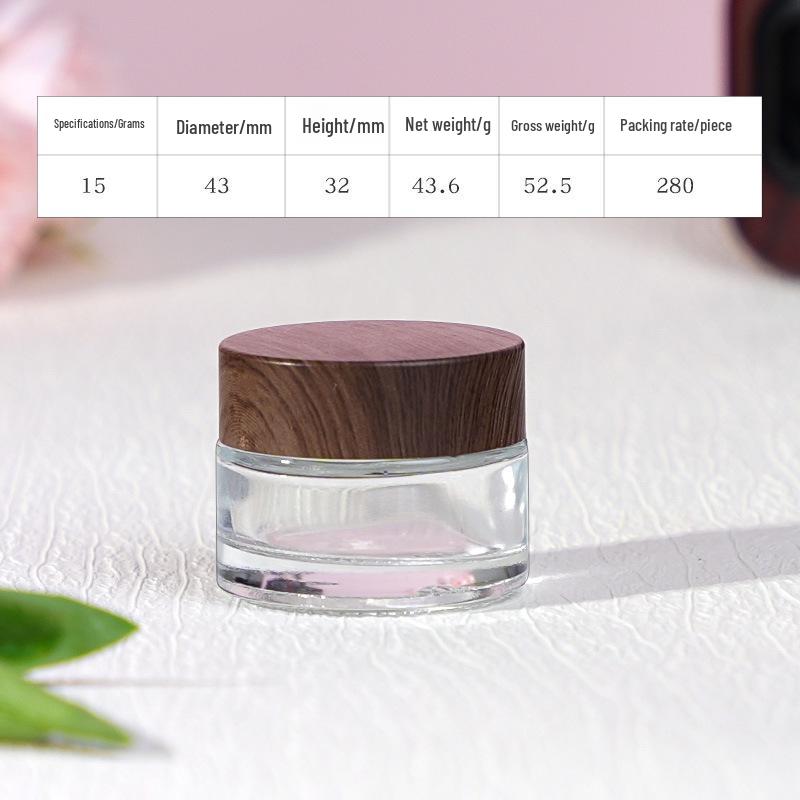 Travel Size Cosmetic Cream Bottle with Wood Grain Lid for Skincare and Makeup Remover