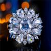 Charm Female White Zircon Stone Oval Flower Ring Silver Color Elegant Gift Wedding  For Women