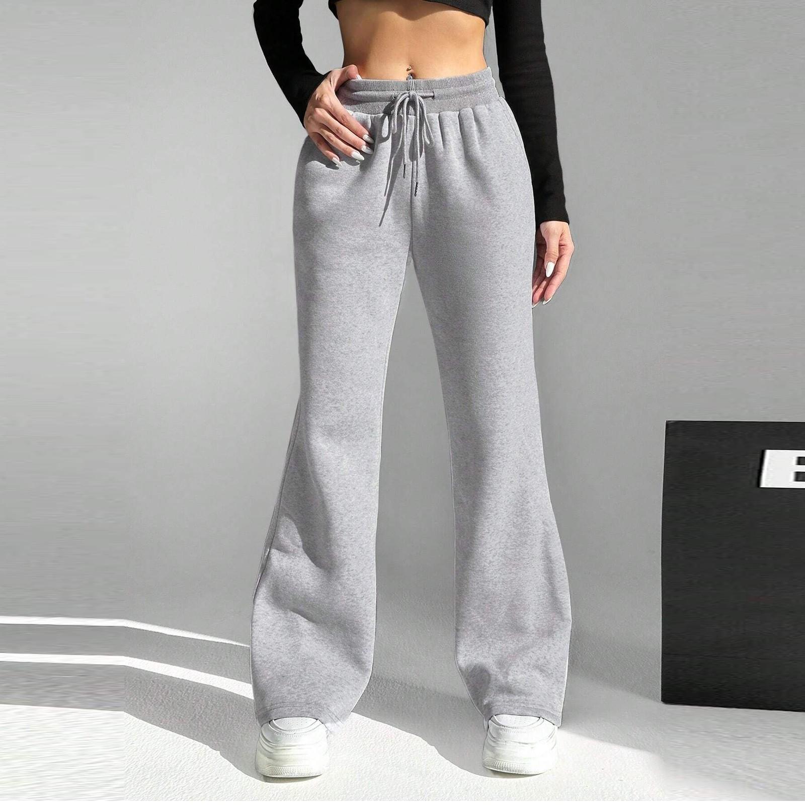 

Женские эластичные брюки с высокой талией, повседневные активные брюки с широкими штанинами и длинными брюками, брюки с карманами XS хаки