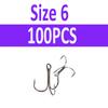 100pcs Multiple Size Treble Hooks Fishing Hook for Lures Size 12 10 8 6 4 2 1 1/0 2/0 3/0 4/0 5/0 Black Color [YG0001]