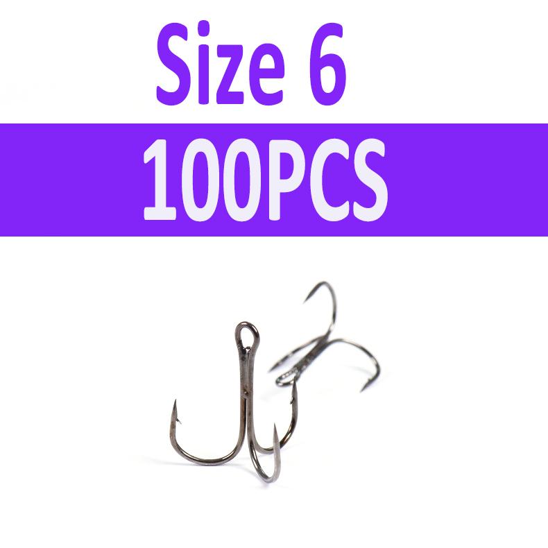 100pcs Multiple Size Treble Hooks Fishing Hook for Lures Size 12 10 8 6 4 2 1 1/0 2/0 3/0 4/0 5/0 Black Color [YG0001]