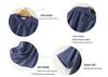 Japanese Style Blue Plaid Cotton Linen Shirt Dress for Women - Summer Short Sleeve Long Layered Design