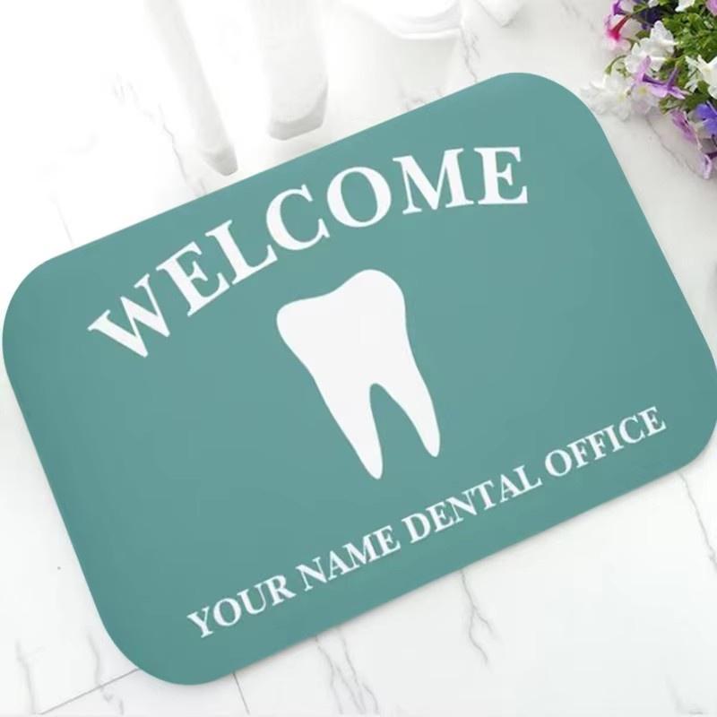 1pc WELCOME Black and White Tooth Graphic Doormat,, for Dental/Office/Clinic, for Living Room, Bathroom, Laundry Room
