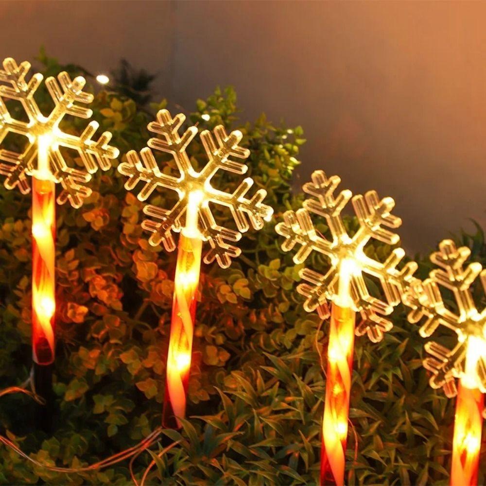 5Pcs/Set Snowflake Christmas Tree Ground Lamp 8 Modes Santa Claus Solar Lights Lawn