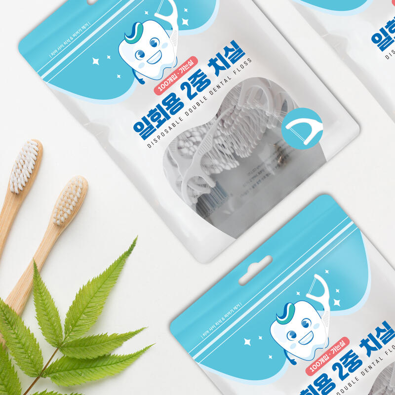 Disposable Double-layer Dental Floss Toothpick for Dental Care (100P X 3)