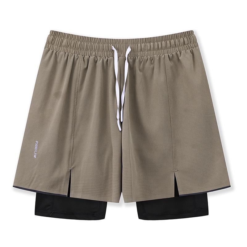 2024 Men's Quick-Dry Sports Shorts, Fake Two-Piece Design, Mid-Length with Inner Lining for Running or Training