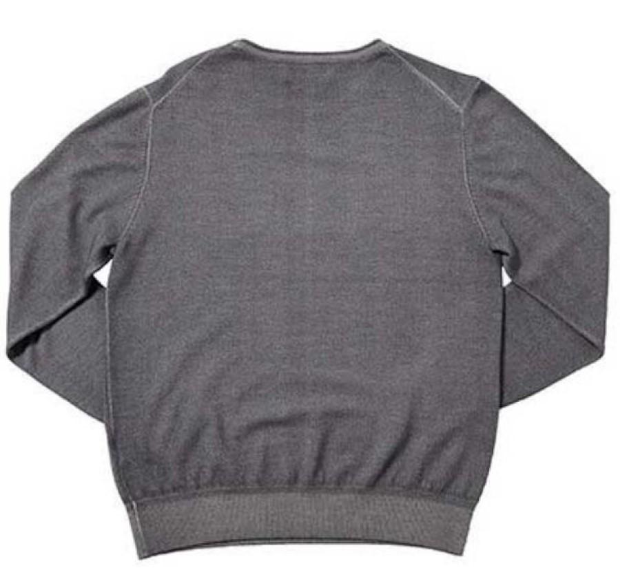 BLACKBROWN Wool Knit Crew Neck Garment Dyed Knit [L Gray]