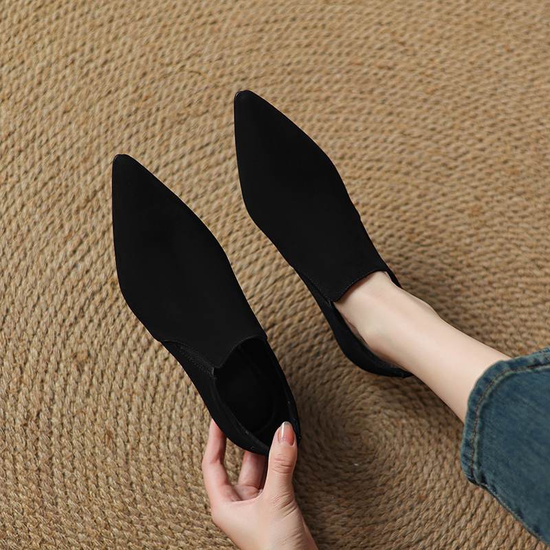 

Krazing Pot Sheep Suede Autumn Winter Shoes Stiletto Med Heels Size 43 Size 42 Pointed Toe Concise Style Deep Mouth Pumps 34 чорний
