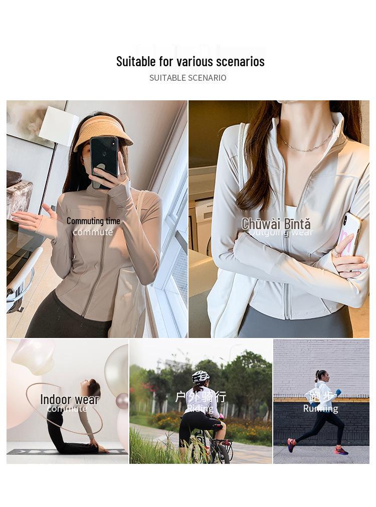 Women's Quick-Dry Stand Collar Fitness Jacket with Zipper - Breathable, Long Sleeve Sports Top for Running, Yoga, Outerwear.