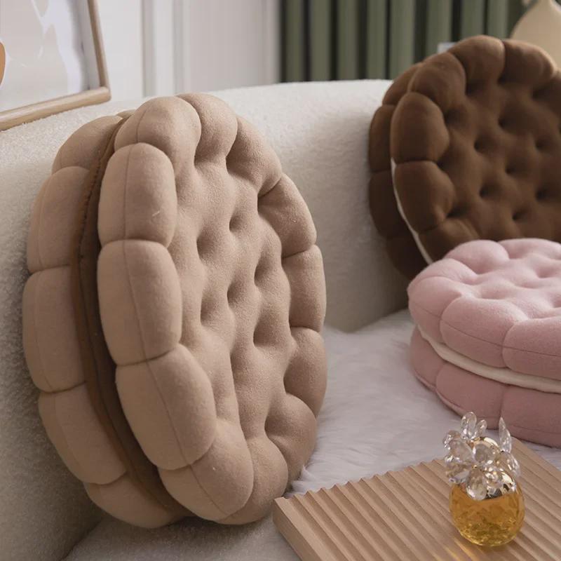 Creative Biscuit Plush Pillow: Cute, Thick Nap Cushion for Sofa and Home