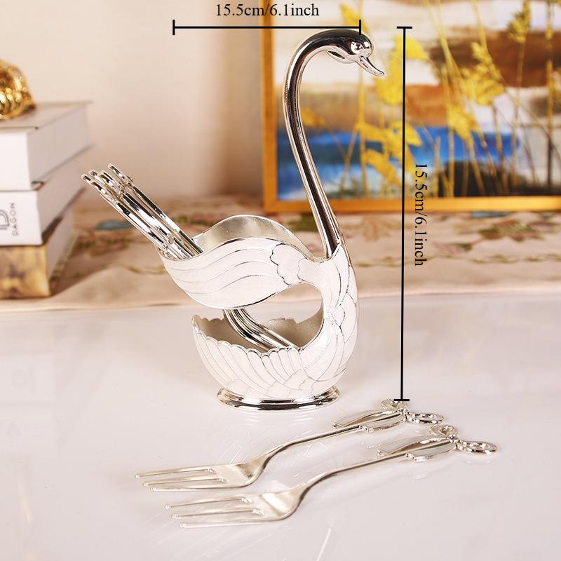 

Coffee Spoon Fruit Spoon Fork Set Household Ornament Fashionable Fruit Cute Swan Dessert Spoon Tableware
