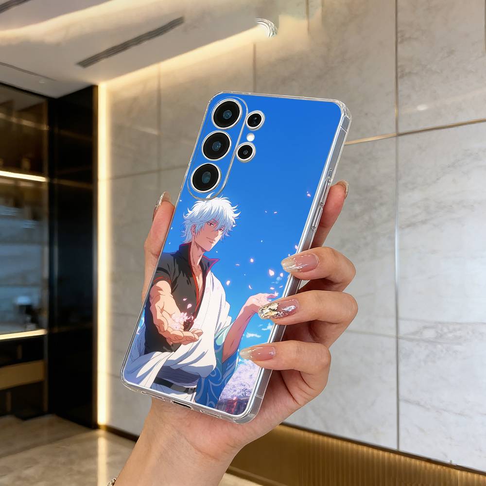 G-Gintama-Gintoki Sakata Clear Soft Silicone Phone Case forSamsung S25, S24, S21, S22, S23, S30, Ultra, S20, Plus