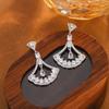 925 Silver-plated Classic Fan-shaped Design Ladies Inlaid Zircon Earrings-elegant Ladies Jewelry