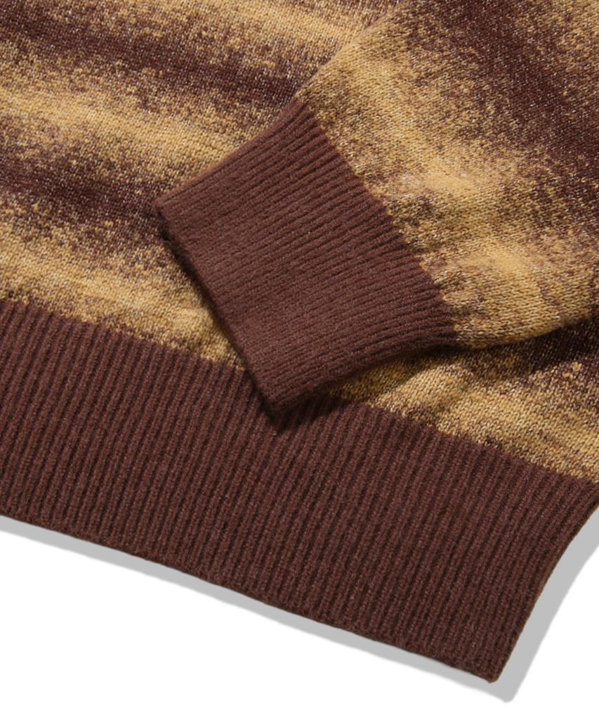 TRILLION Washable Gradient Stripe Crewneck Knit_Brown