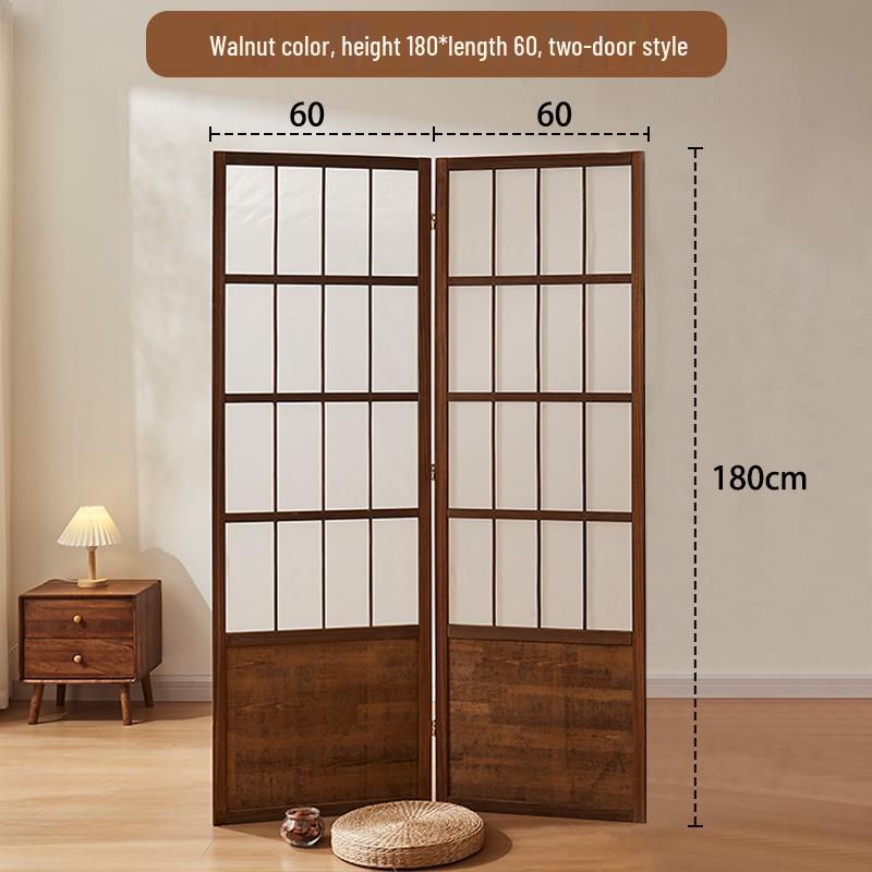 Retro Solid Wood Folding Screen Divider for Living Room and Bedroom