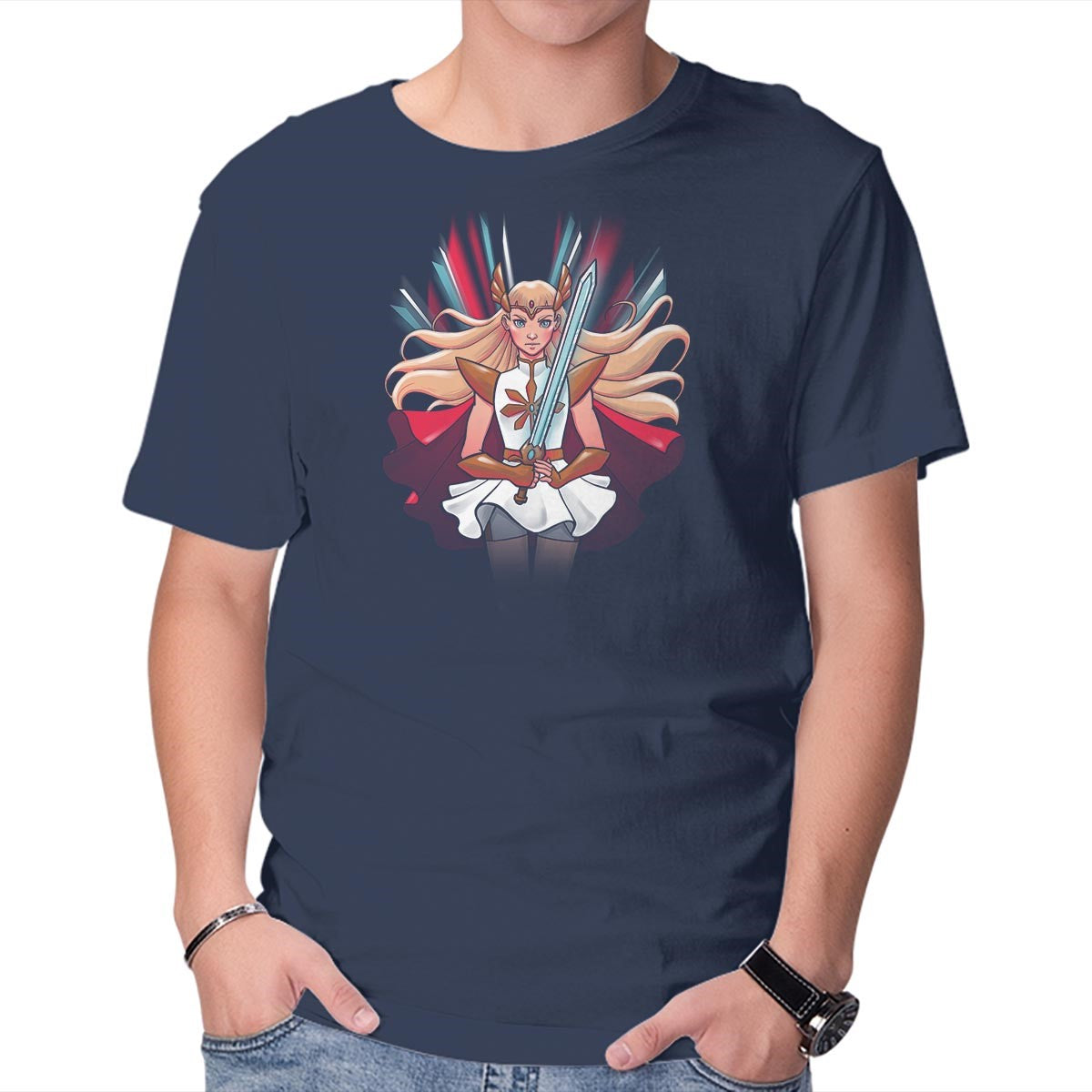 Unisex Crew Neck T-Shirt Princess of Power Graphic Short Sleeve Casual Tee M