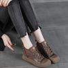 Retro vrchní vrstva hovězí kůže vysoké tenisky podzimní nové kožené odolné proti opotřebení ležérní všestranné platformové dámské boty