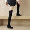 Krazing Pot Flock Autumn Winter Shoes Med Heels Size 43 Over-the-knee Boots Beauty Lady Slip on Elastic Thigh High Boots