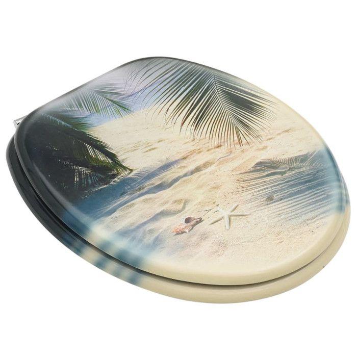 VidaXL Sièges de toilette avec couvercle 2 pcs MDF Design de plage
