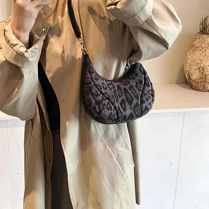 Fashion Brown Leopard Shoulder Bags PU Leather Versatile Underarm Bag Vintage Small Purse and Handbags For Women KTY