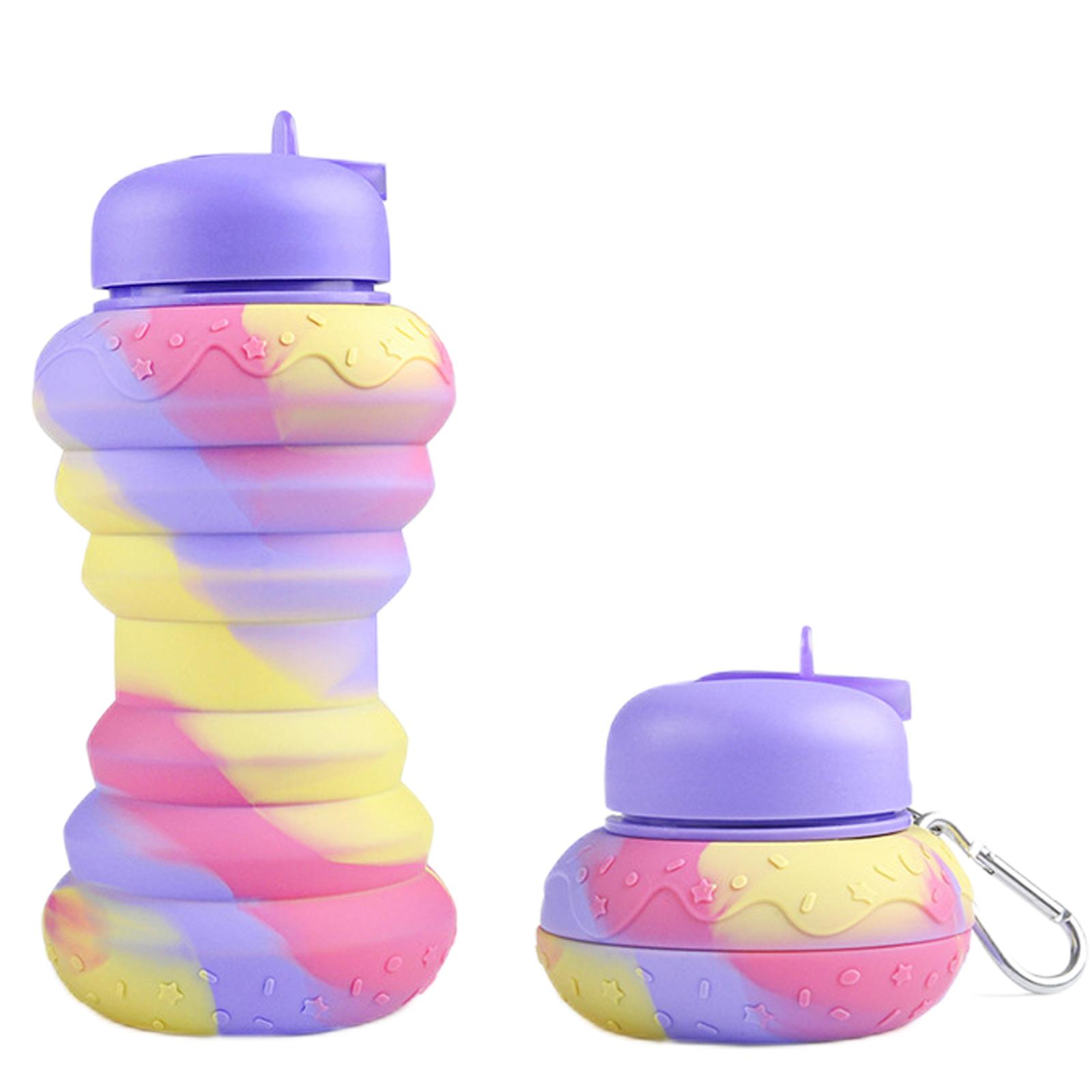 

600 мл портативная выдвижная силиконовая бутылка складная бутылка для воды дорожная питьевая кружка с карабином складная кружка фиолетовый