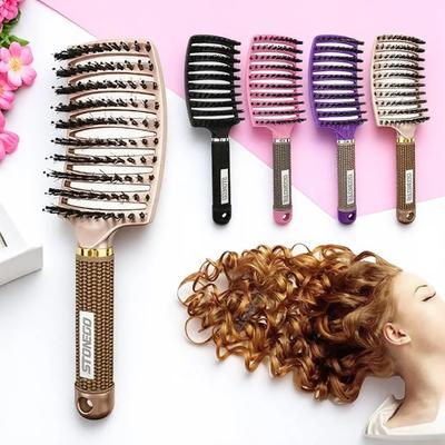 Borsten-Nylon-Massagebürste Nasse Lockige Gerade Kamm Professionelle Gerade Lockige Haarpflegebürste für Salon Heimgebrauch