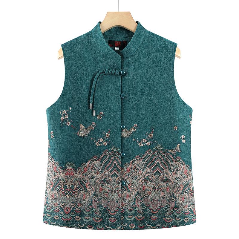 

Women s Chinese Style Sleeveless Vest for Spring/Autumn 2XL зелений