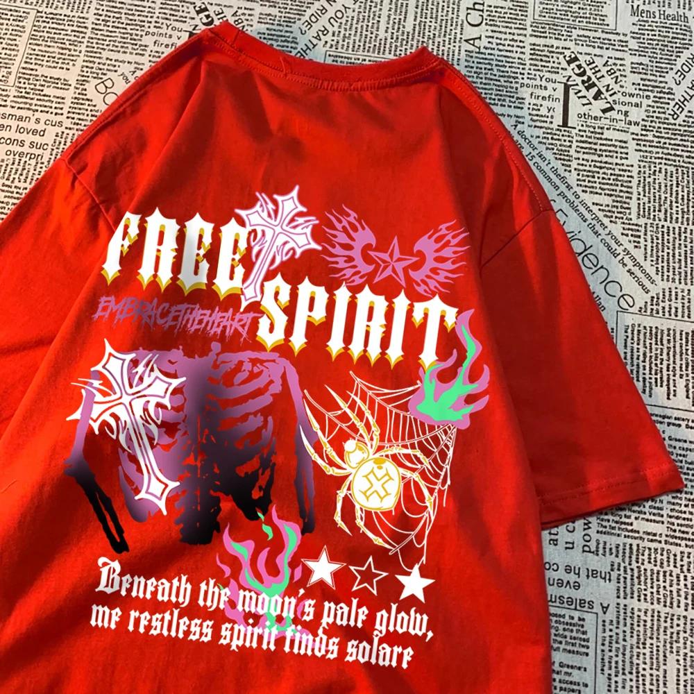 

Футболка Free Spirit с красочным рисунком скелета и паутиной для мужчин и женщин, летние свободные футболки, модные повседневные топы для пар, креативная хлопковая футболка XXXXXL армия зеленый