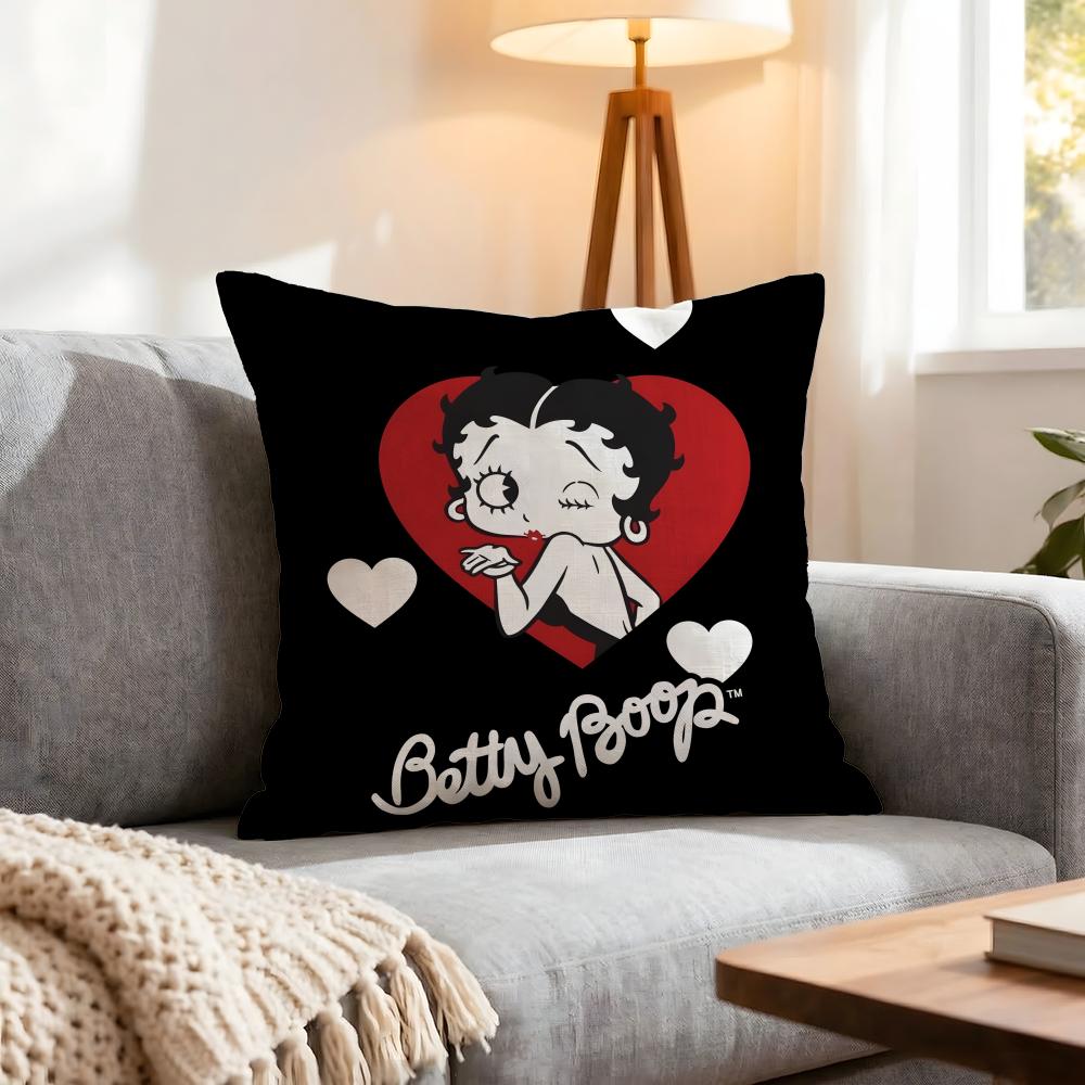 Character Betty Boop Cushion Cover 1Pcs Decorative Covers Soft Cushion Case For Sofa Couch Decor 40X40 45X45 Pillowcases