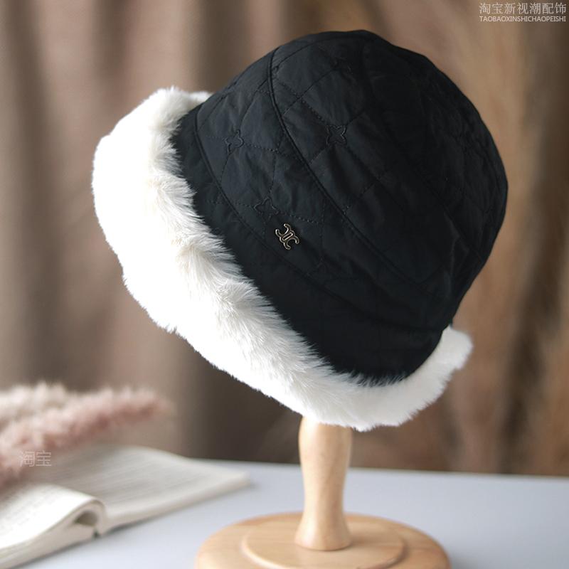 

Шляпа женская зимняя новая плюшевая утолщенная шляпа-ведро холодная теплая шляпа-ведро с защитой ушей плюшевая монгольская шапка adult 55-58cm чёрный