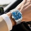 analog watch with a stylish stainless steel perfect for work or casual Features a luminous chronograph date and a blue Men's popular, formal,