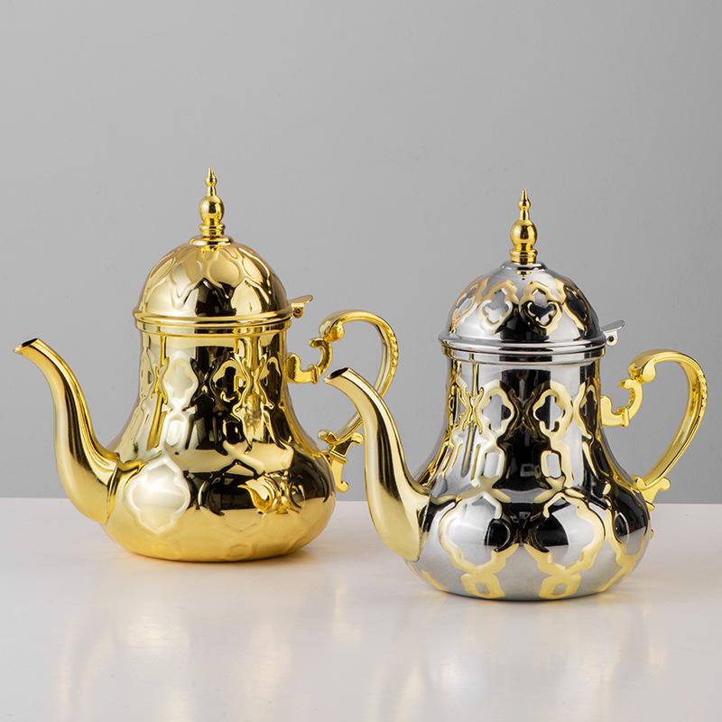 1.4L Stainless Steel Middle East Teapot Arabic Coffee Pot Kettle Golden Silver Tea Pot Mocha Pot Coffee Server