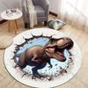 HD 3D Dinosaur Round Area Rug – Kids Room Carpet for Bedroom or Living Room – Non-Slip Floor Mat, Dino Theme Playroom Home Decor